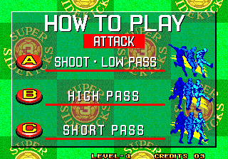 Super Sidekicks 3: The Next Glory (Arcade) screenshot: How to play