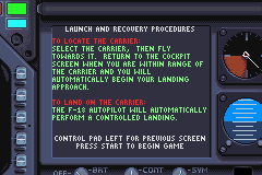 Super Hornet F/A 18F (Game Boy Advance) screenshot: Launch and Recovery Procedures
