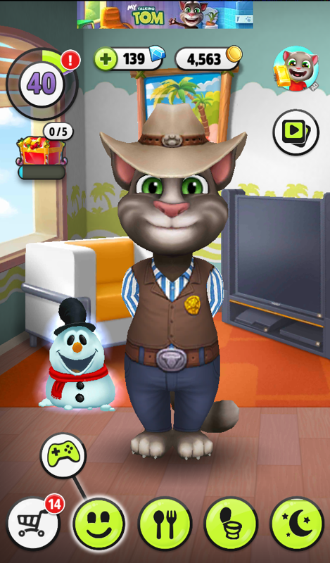 My Talking Tom (Android) screenshot: Cowboy Tom.
