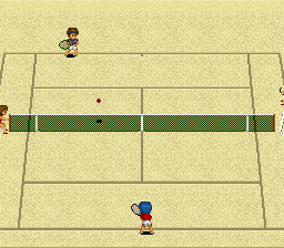 Smash Tennis (SNES) screenshot: On the beach