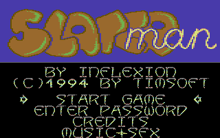 Slater Man (Commodore 64) screenshot: Main menu