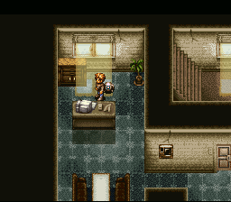 Solid Runner (SNES) screenshot: First floor, your computer. Get your missions here, also check news and buy information.