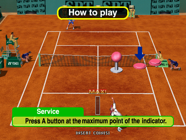 Virtua Tennis (Arcade) screenshot: How to serve.