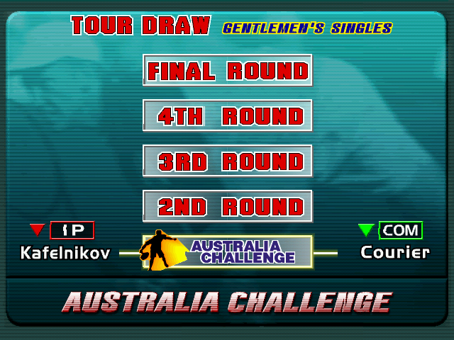 Virtua Tennis (Arcade) screenshot: We start with Australia Challenge this time.