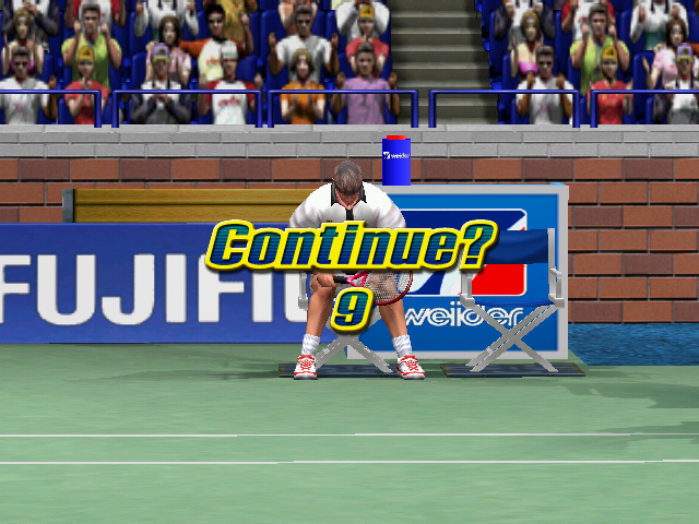 Virtua Tennis (Arcade) screenshot: Losing the match just means you should throw an extra coin and try again.