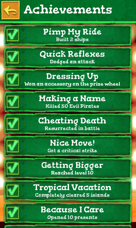 Scurvy Scallywags (Android) screenshot: Achievements