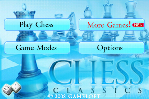 Chess & Backgammon Classics (iPhone) screenshot: Chess Classics - Main menu