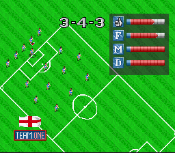 Virtual Soccer (SNES) screenshot: Choose a formation