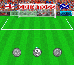 Virtual Soccer (SNES) screenshot: Coin toss