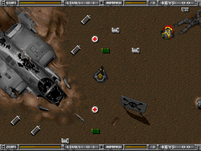 Alien Breed: Tower Assault (DOS) screenshot: Crash landing site.