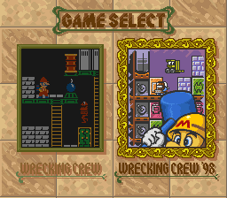 Wrecking Crew '98 (SNES) screenshot: Choose a game