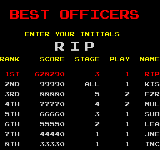 Chase H.Q. (FM Towns) screenshot: Best Officers