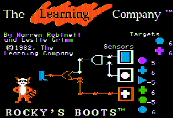 Rocky's Boots (Apple II) screenshot: Title screen