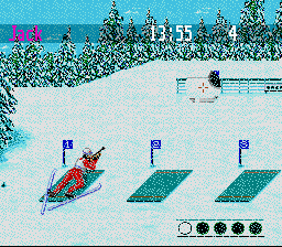 Winter Olympics: Lillehammer '94 (SNES) screenshot: Biathlon: Shoot the targets