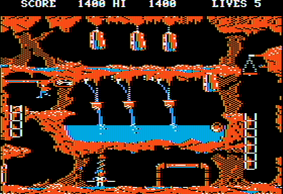 The Goonies (Apple II) screenshot: Cleared the deadly water cave - ooh, here's a key.