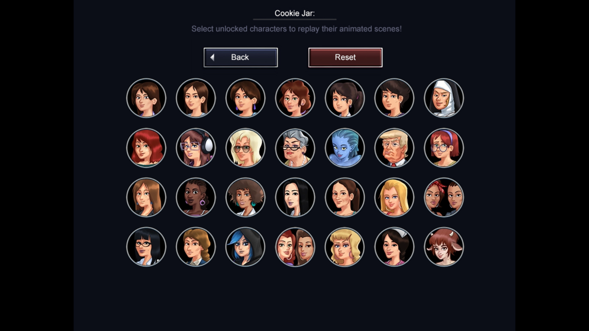 Summertime Saga (Windows) screenshot: The Cookie Jar, all these women have some kind of adult scene