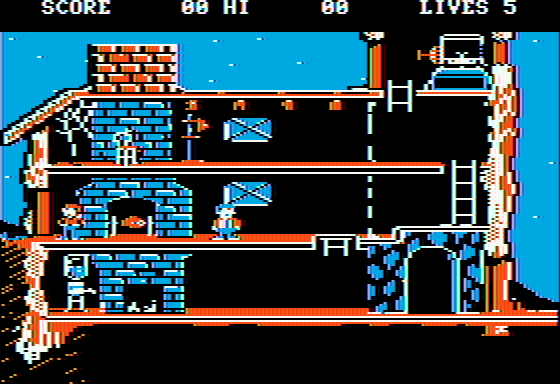 The Goonies (Apple II) screenshot: To descend, you must first ascend...