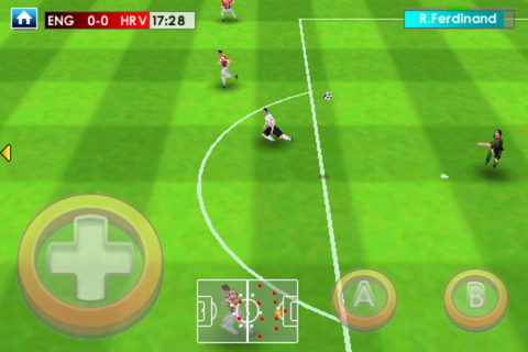 Real Soccer 2009 (iPhone) screenshot: Goalkeeper kicking the ball