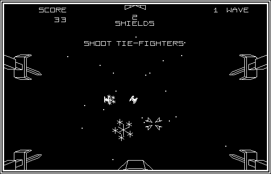 Star Wars (Macintosh) screenshot: Shooting TIE Fighters.