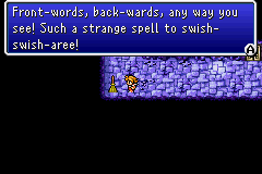 Final Fantasy I & II: Dawn of Souls (Game Boy Advance) screenshot: Magic broomstick (FF1)