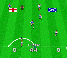 Virtual Soccer (SNES) screenshot: On the attack