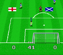 Virtual Soccer (SNES) screenshot: Keeper saves
