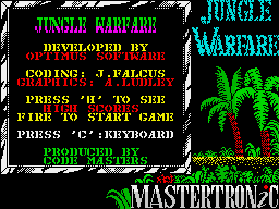 Jungle Warfare (ZX Spectrum) screenshot: Title screen