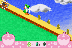 Yoshi Topsy-Turvy (Game Boy Advance) screenshot: Sliding down the hill