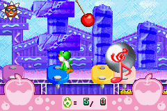 Yoshi Topsy-Turvy (Game Boy Advance) screenshot: Play some notes with the ball