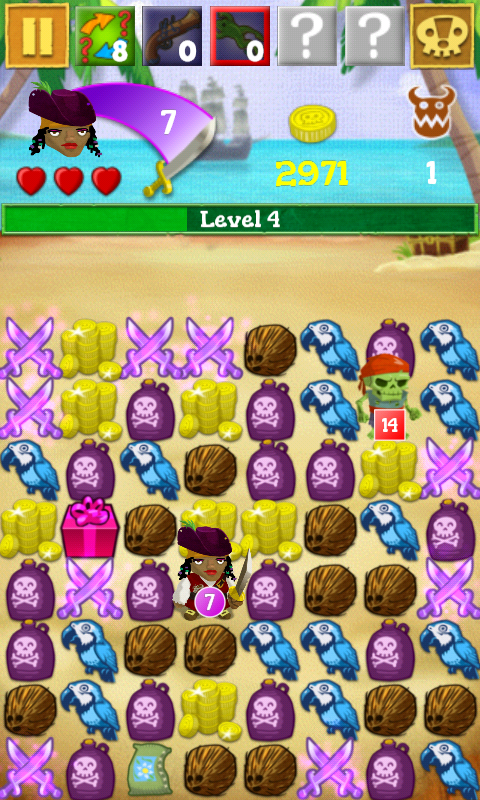 Scurvy Scallywags (Android) screenshot: Sometimes parcels like this one appear on the board
