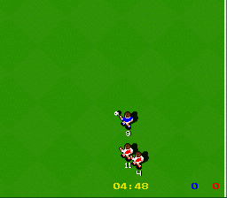 Super Kick Off (SNES) screenshot: Running up the wing