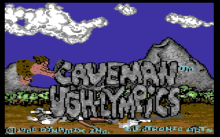 Caveman Ugh-Lympics (Commodore 64) screenshot: Title screen