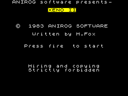 Xeno II (ZX Spectrum) screenshot: Title Screen