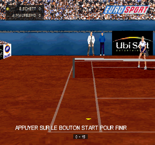 All Star Tennis 2000 (PlayStation) screenshot: Out! Yeah, look at the ball. Go blame the developers?