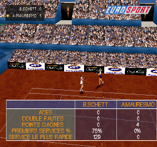 All Star Tennis 2000 (PlayStation) screenshot: Mauresmo is rockin'.
