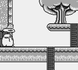 Nōbow (Game Boy) screenshot: Now that I have a makeshift umbrella, I don't care about the stream of water.