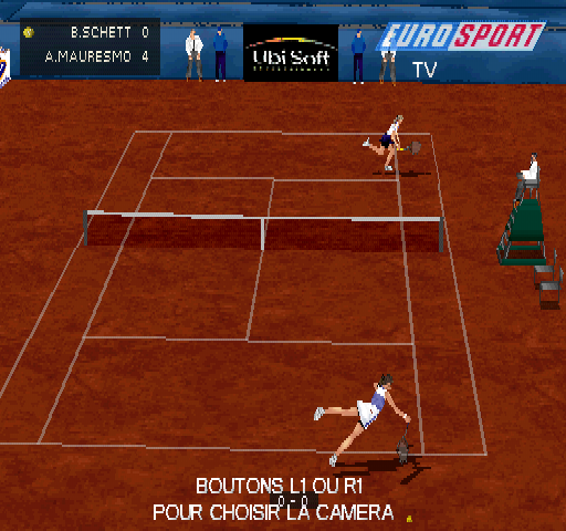 All Star Tennis 2000 (PlayStation) screenshot: Don't remember if this ball was... in or out.