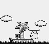 Nōbow (Game Boy) screenshot: This is where we start the game. We need a boat to go further.