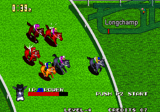 Stakes Winner 2 (Arcade) screenshot: Coming round the bend
