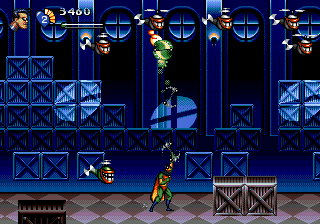 The Adventures of Batman & Robin (Genesis) screenshot: Destroy toys helicopters