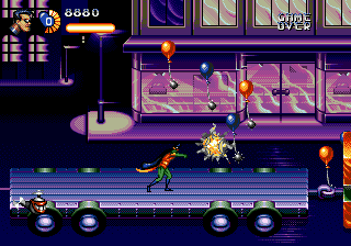 The Adventures of Batman & Robin (Genesis) screenshot: Deadly balloons