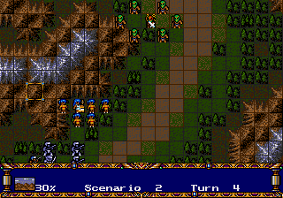 Warsong (Genesis) screenshot: My allies are stupid, the civilians are bad soldiers, and go right into enemy's position.