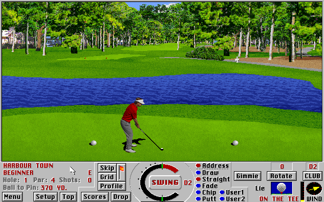 Links 386 Pro (FM Towns) screenshot: Harbour Town, first hole