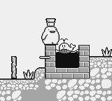 Nōbow (Game Boy) screenshot: Looks like this baby whale lost his parents.