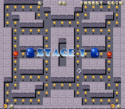 Hyper Pacman (Arcade) screenshot: Stage 1, starting a new game