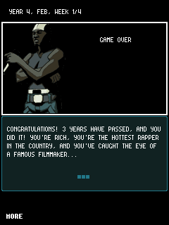 Get Rich or Die Tryin' (J2ME) screenshot: The game ends on the 4th year in February.