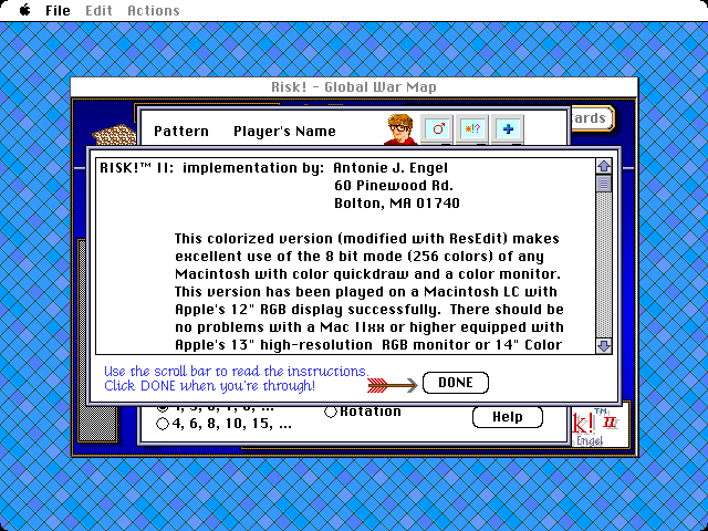 Risk! (Macintosh) screenshot: About Dialog