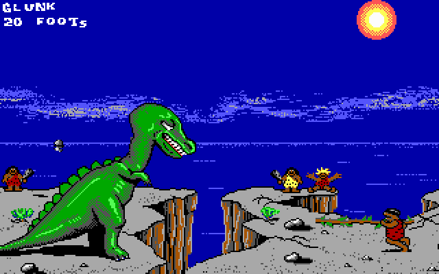 Caveman Ugh-Lympics (DOS) screenshot: the dino vault - EGA