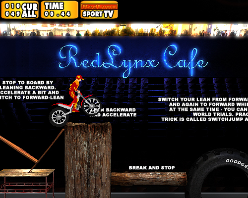 Trial Bike (Browser) screenshot: The developers name in the background