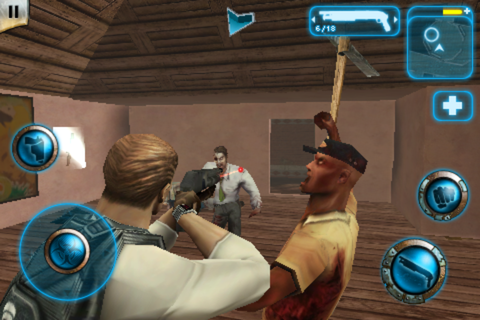 Zombie Infection (iPhone) screenshot: Some of the zombies have weapons